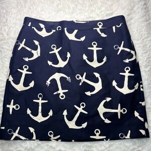 J. Crew Navy Anchor Print Mini Skirt